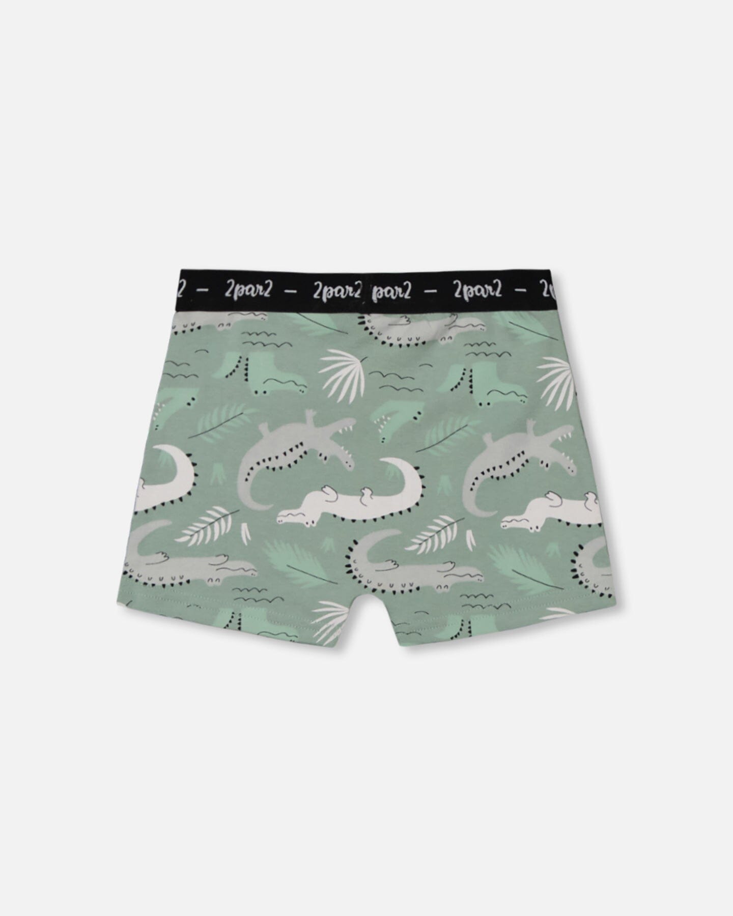 Printed Organic Cotton Boxer Shorts Light Sage And Gray Crocodile