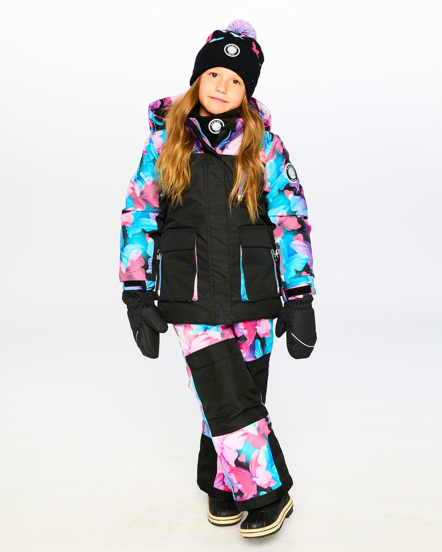 Two-Piece Play Snowsuit Black Butterfly Print